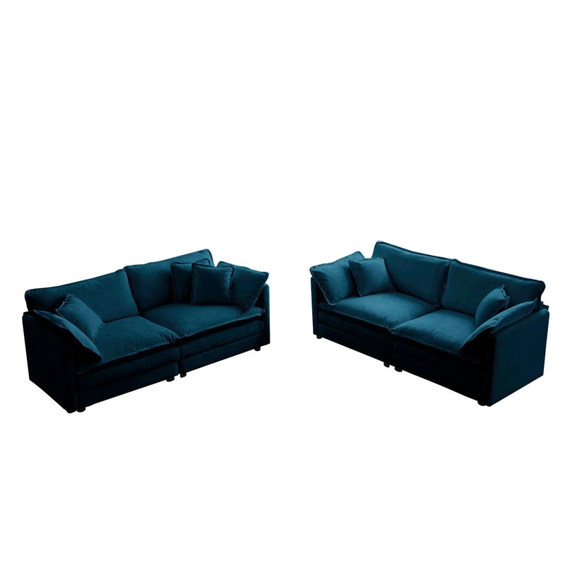 2-Piece Living Room Sofa Set in Blue Chenille by HouseOfZazla