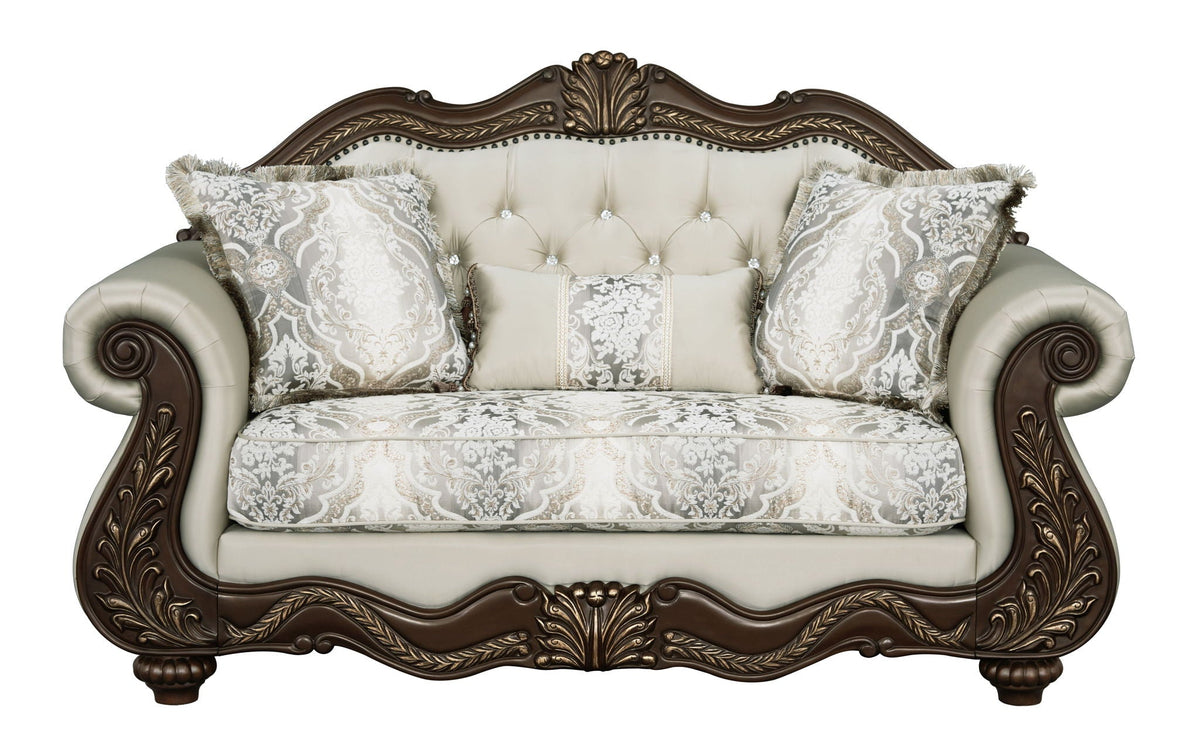 Pierce Loveseat With 3 Pillows with Pocket Coil Cushions - Beige / Cherry, photo 3 of 4