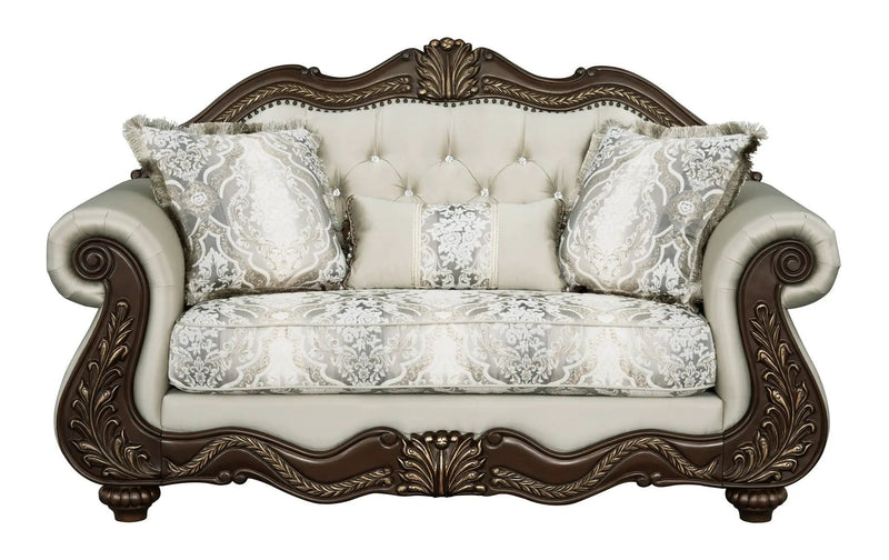 Pierce Loveseat With 3 Pillows - Beige / Cherry by HouseOfZazla