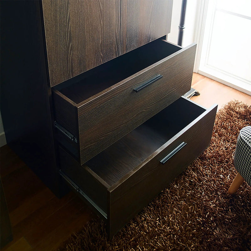 Brook - 2 Door Closet With 2 Drawers And Hanging Bars - Dark Brown by HouseOfZazla