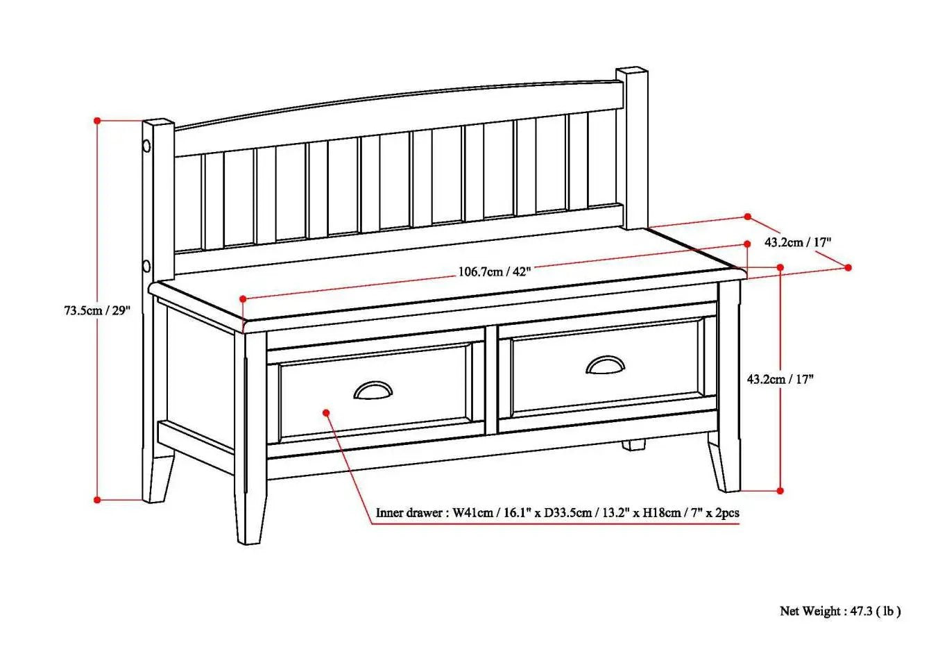 Burlington - Entryway Storage Bench With Drawers by HouseOfZazla