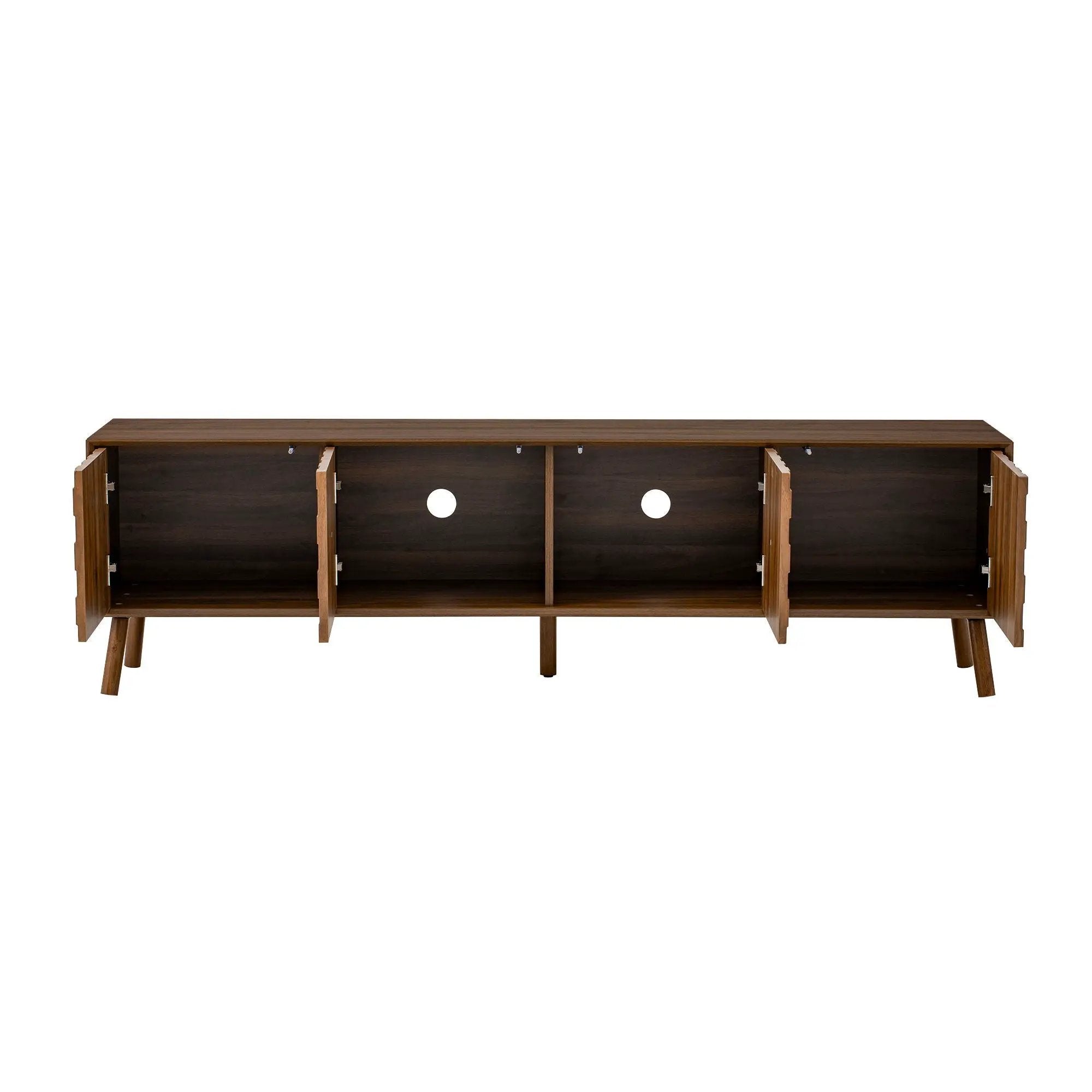 TV Stand With Soft Closing Hinges And Cable Management - Walnut by HouseOfZazla