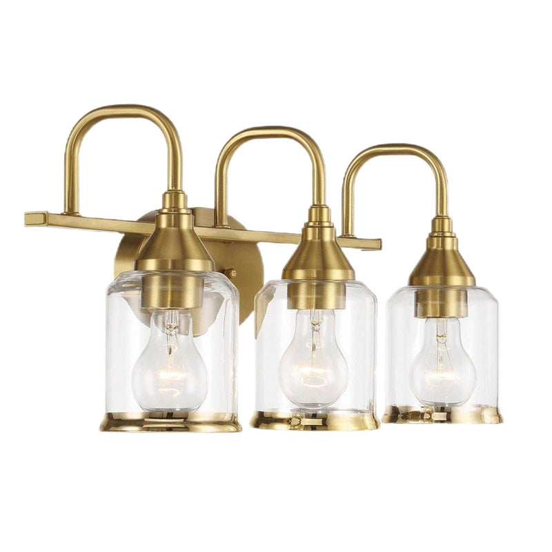 3 Lights Brush Vanity Light - Clear / Gold by HouseOfZazla