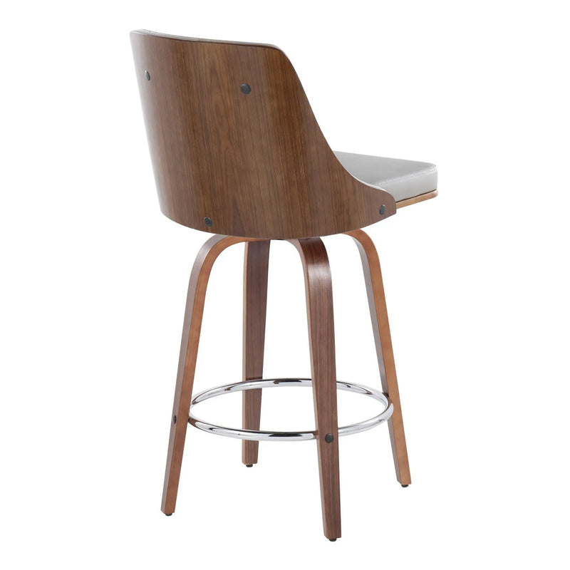 Gianna - Mid-Century Modern Fixed Height Stool With Swivel With Round Footrest (Set of 2) by HouseOfZazla
