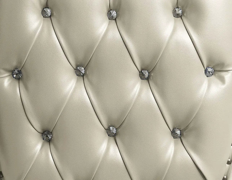 Vanaheim - Eastern King Bed - Beige Synthetic Leather & Antique White by Unique Piece Furniture