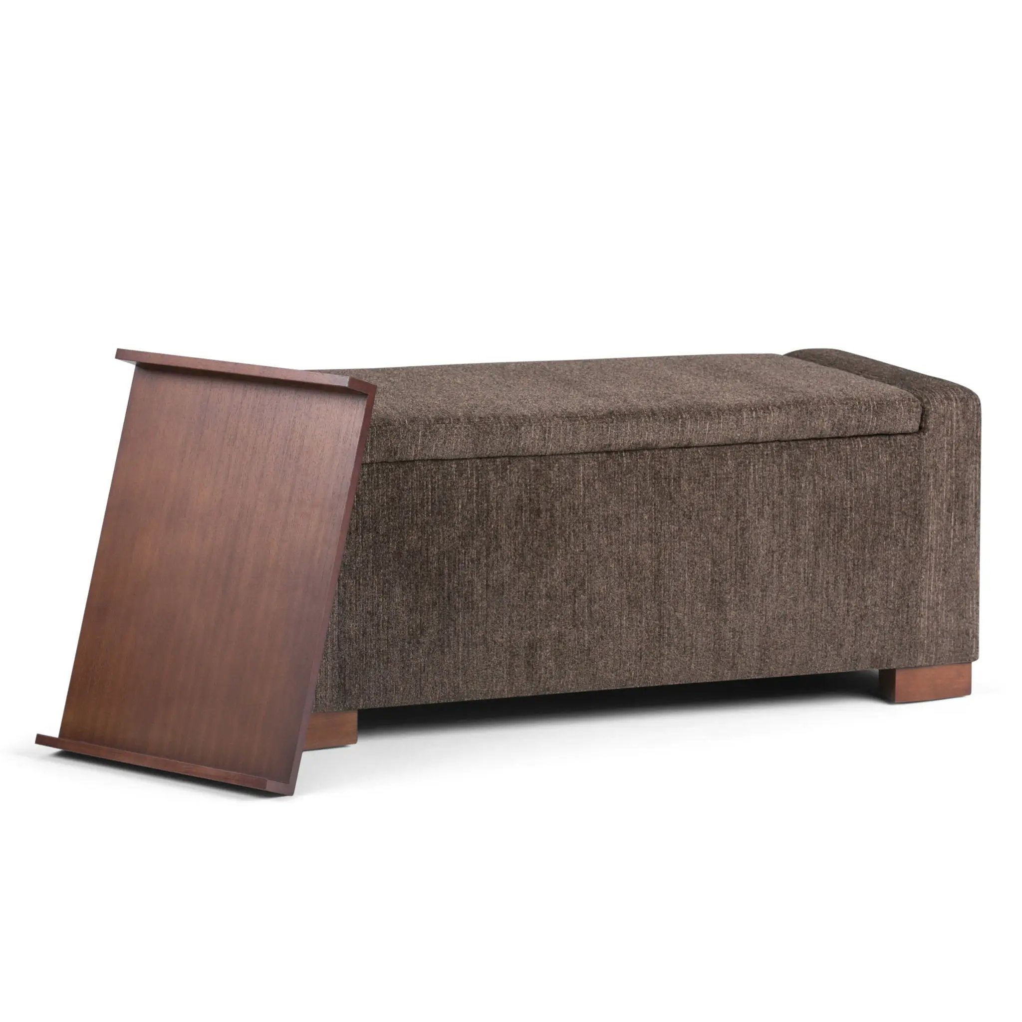 Bretton - Lift Top Storage Ottoman - Deep Umber Brown by HouseOfZazla