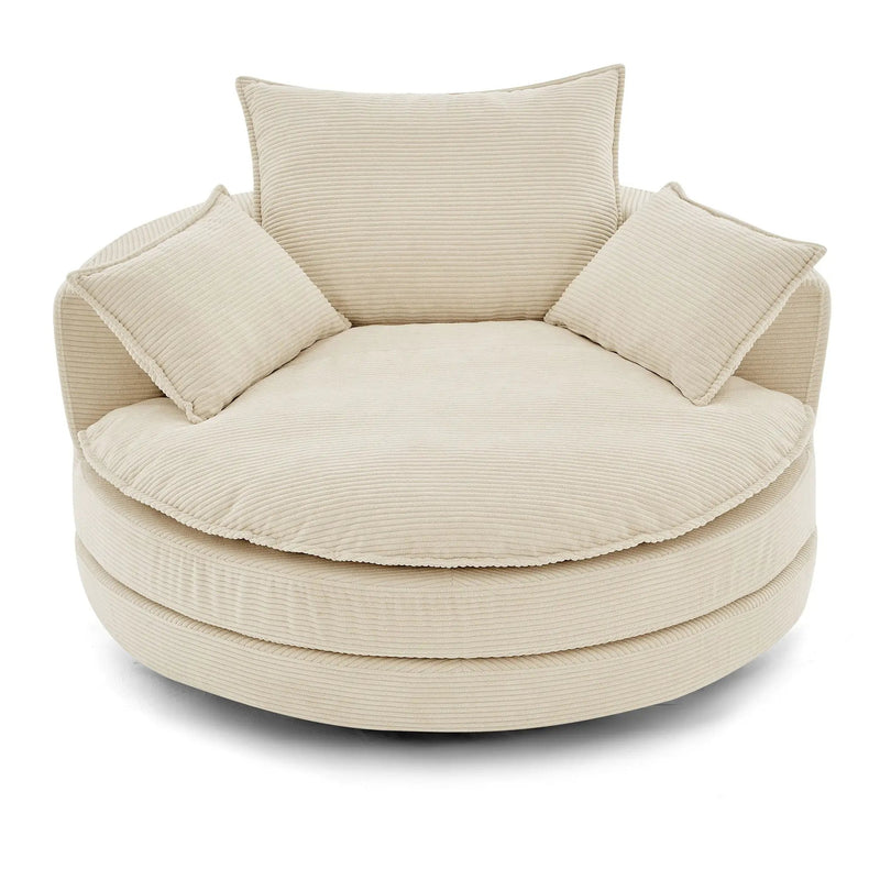 360° Swivel Accent Barrel Chair With Dual Layer Cushion And 3 Removable Pillows by Unique Piece Furniture