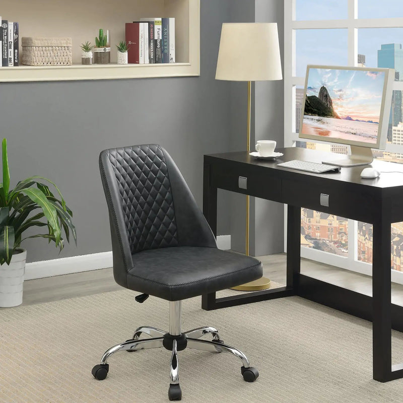 Adjustable Desk Chair With Diamond Tufted Backrest Base - Gray by HouseOfZazla