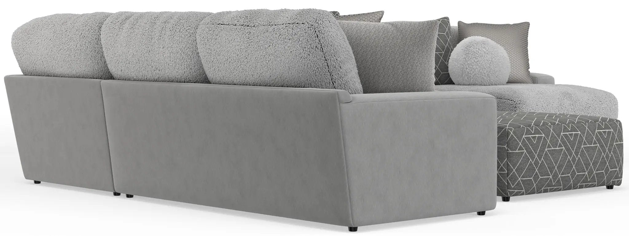 Canyon - 4 Piece Sectional With Cuddler Seat Cushions, Included Accent Pillows And Cocktail Ottoman (Right Side Facing Chaise) - Platinum by Unique Piece Furniture