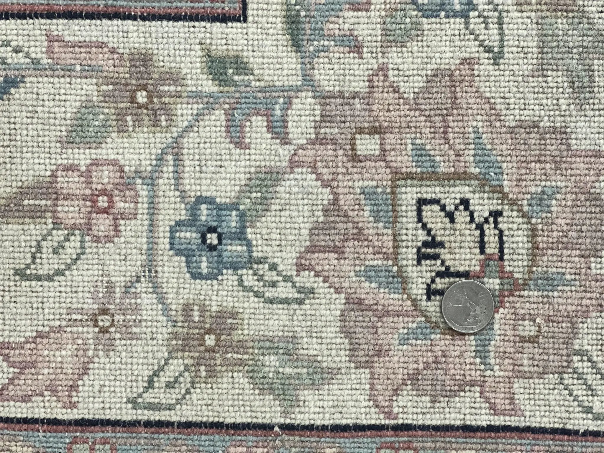 Indo Persian Rug 9x12, Navy Blue and Ivory/Cream, Floral Allover, Wool Vintage Handmade Carpet by Jewel Rugs