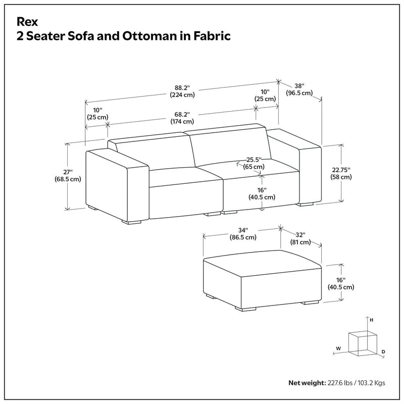 Rex - Handcrafted Sectional Sofa And Ottoman by Unique Piece Furniture