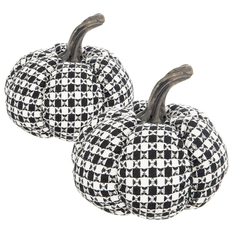 Plaid Pumpkin Decor Set with Fabric Finish - Black