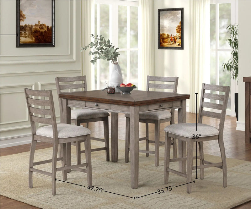 Counter Height 2 Tone 4 Drawer Dining Table - Gray by Unique Piece Furniture