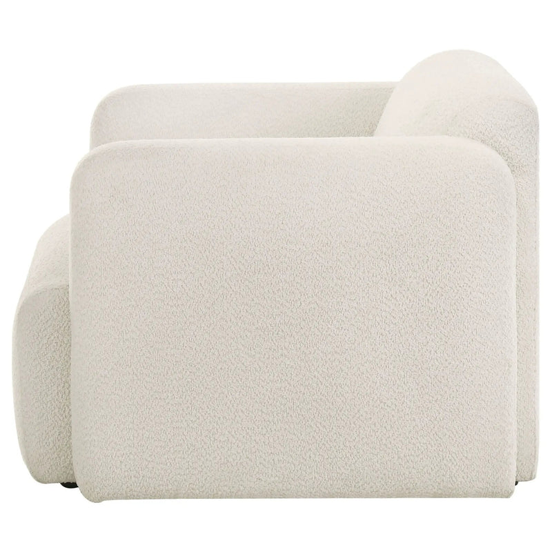 Dorset Fabric Upholstered Round Track Arm Accent Chair White by Unique Piece Furniture
