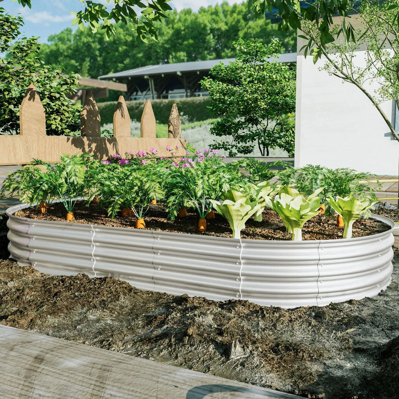 Heavy Duty Galvanized Raised Garden Bed Kit For Vegetables, Flowers & Herbs by HouseOfZazla