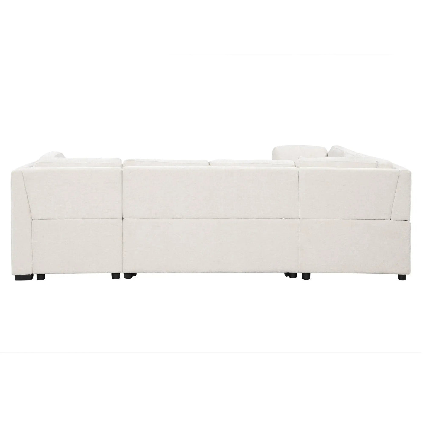 U-Shaped Sectional Sofa Pull Out Sofa Bed With Two USB Ports, Two Power Sockets, Three Back Pillows And A Storage Chaise For Living Room by HouseOfZazla