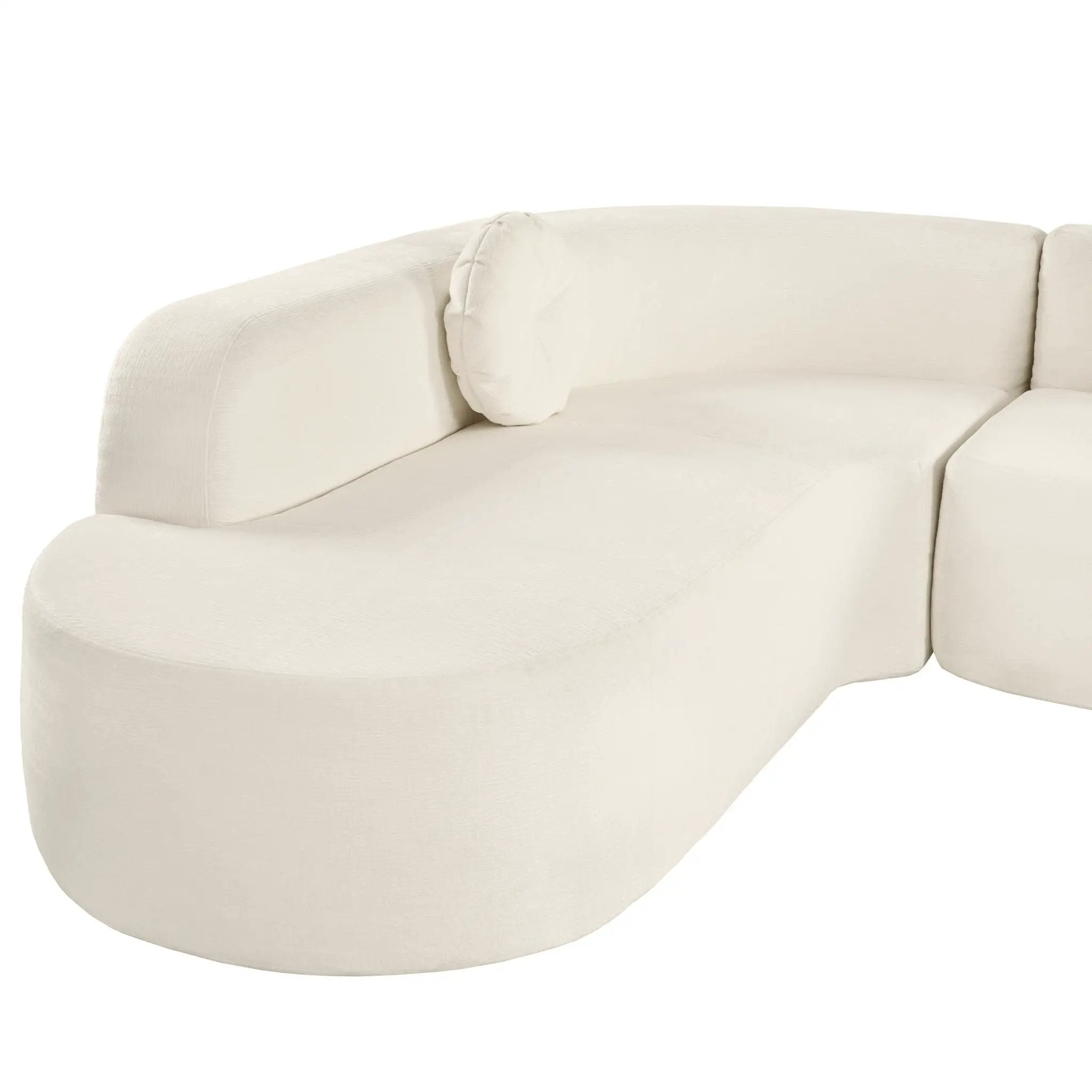 Extra Large Sectional Sofa Soft Fabric Upholstery, Elegant Curved Design With 3 Round Cushions, High-Resilience Foam by HouseOfZazla