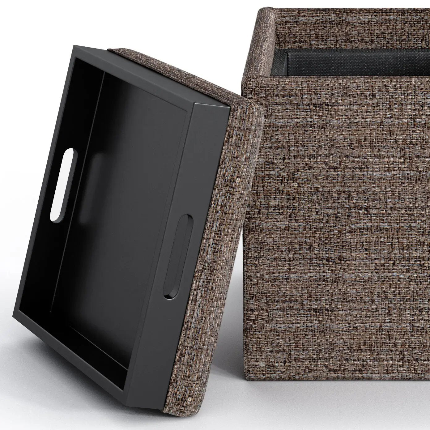 Rockwood - Upholstered Cube Storage Ottoman With Tray by HouseOfZazla
