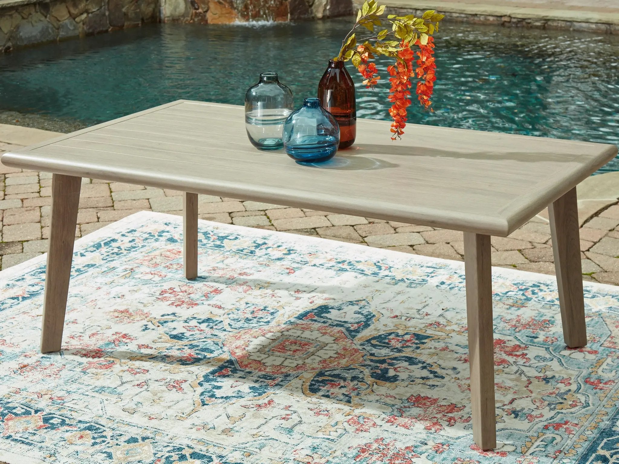 Cliff Trails - Rectangle Dining Table With Umbrella Option - Beige by Unique Piece Furniture