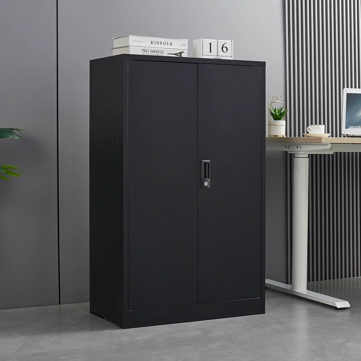 Metal Storage Cabinet With Locking Doors And Adjustable Shelf, Folding Filing Storage Cabinet, Folding Storage Locker Cabinet For Home Office, School, Garage by Unique Piece Furniture