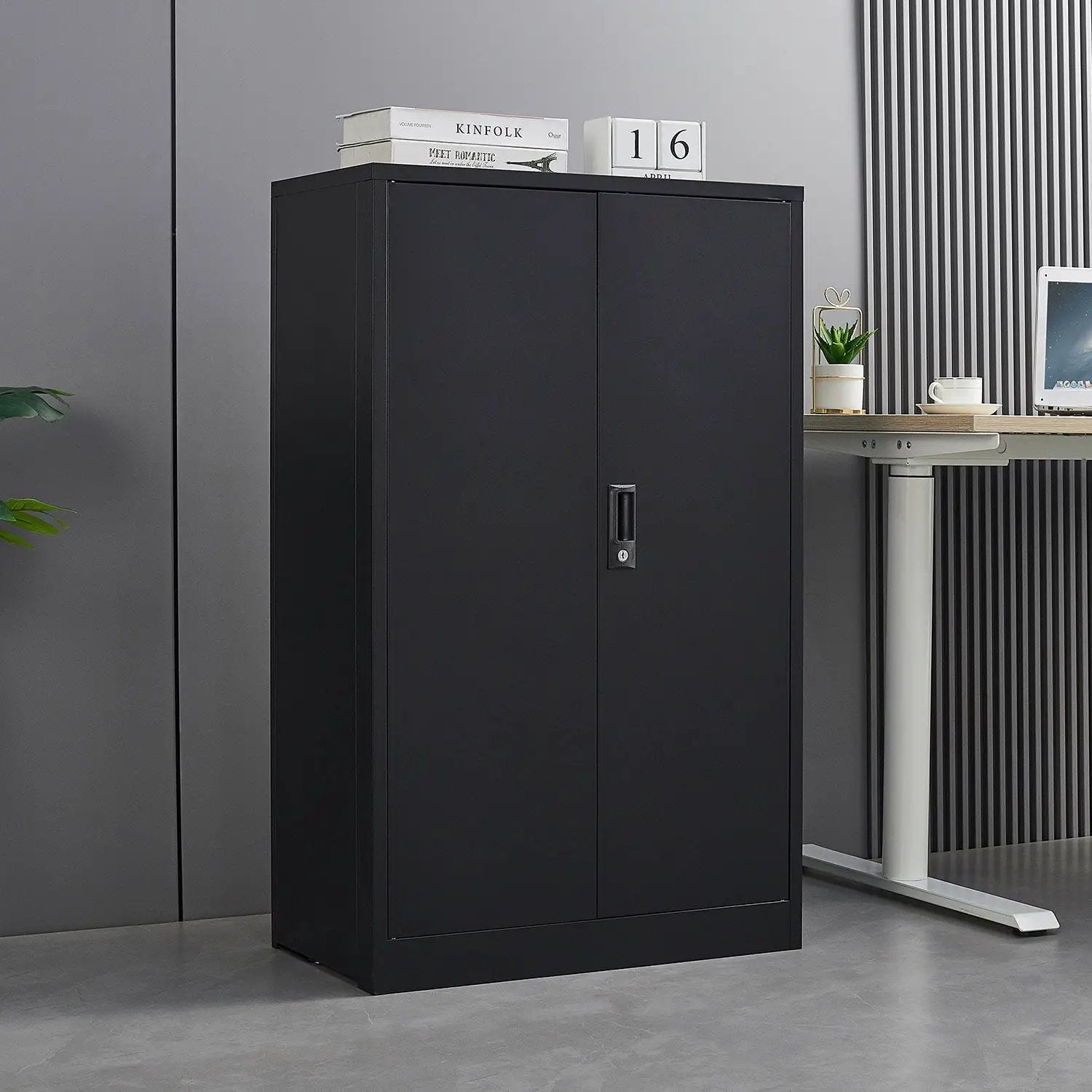 Metal Storage Cabinet With Locking Doors And Adjustable Shelf, Folding Filing Storage Cabinet, Folding Storage Locker Cabinet For Home Office, School, Garage by Unique Piece Furniture