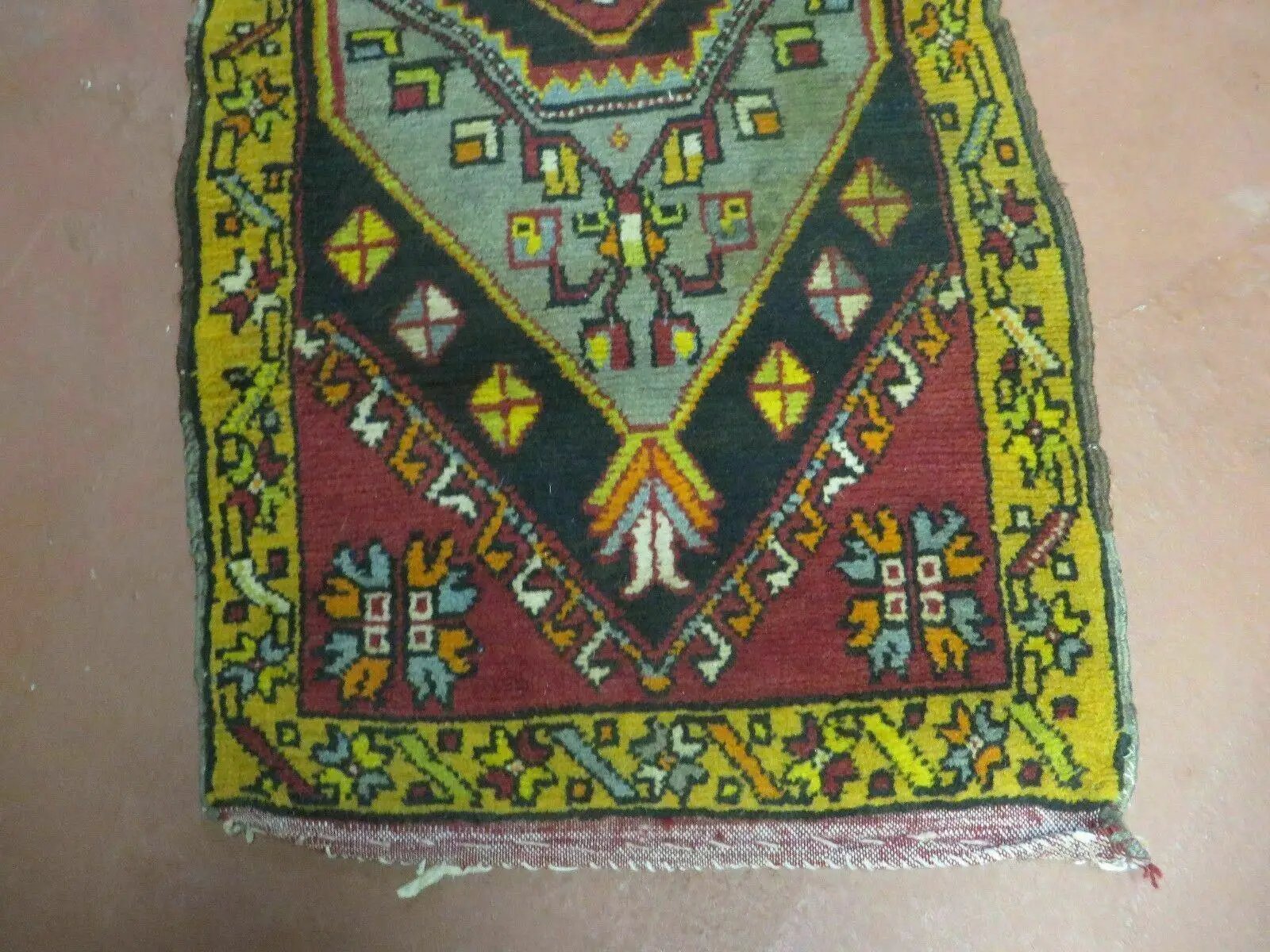 19" X 42" Antique Handmade Turkish Colorful Oushak Oshak Yastik Wool Rug Mat by Jewel Rugs