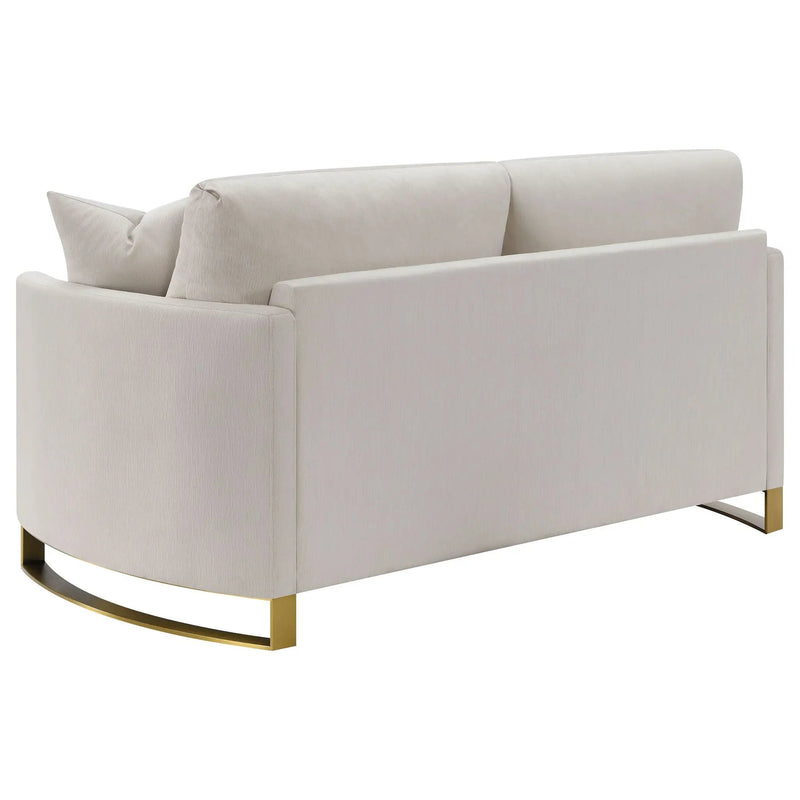Corliss Upholstered Curved Track Arm Loveseat Beige by Unique Piece Furniture