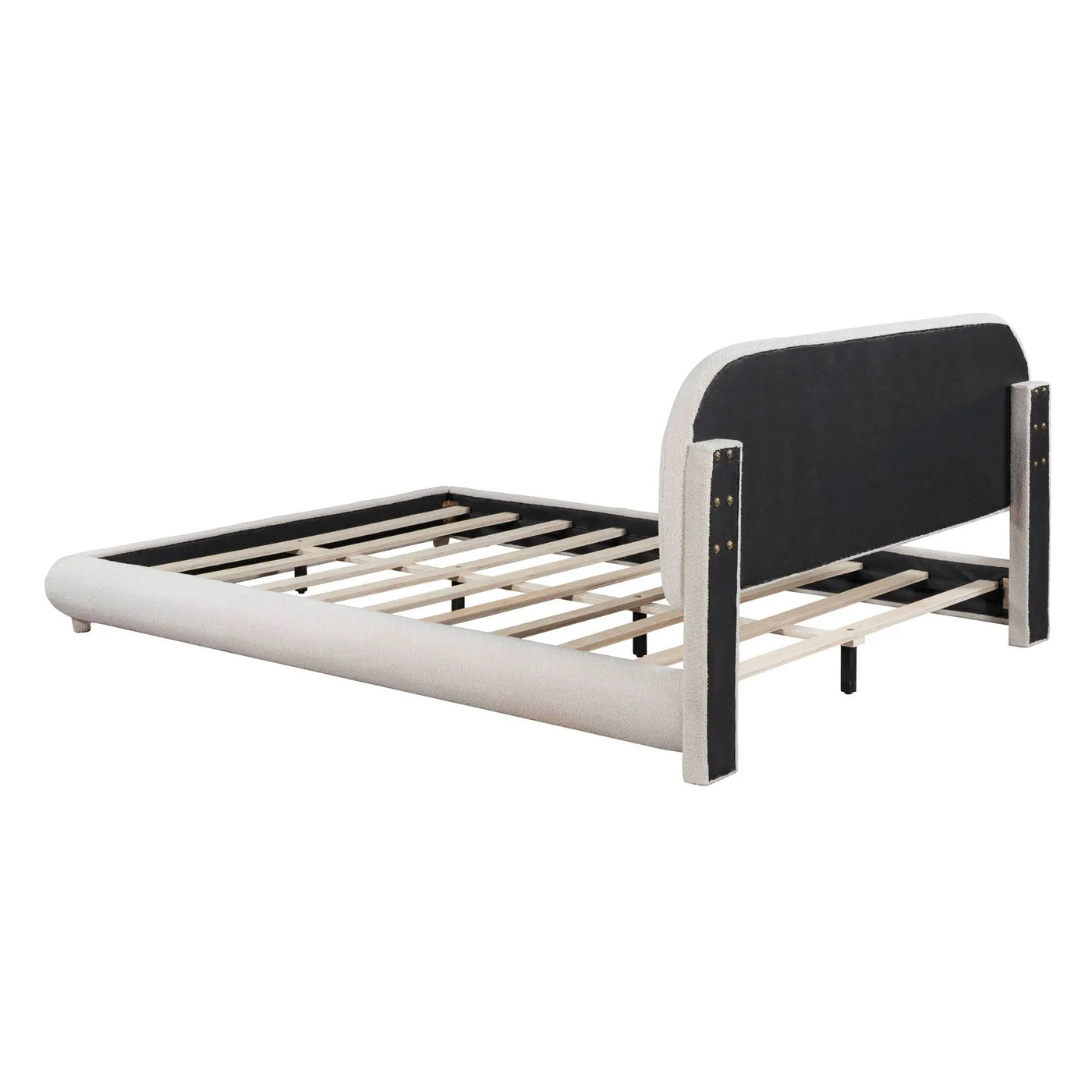 Upholstered Platform Bed With Thick Solid Frame And Stylish Curve-Shaped Design by HouseOfZazla
