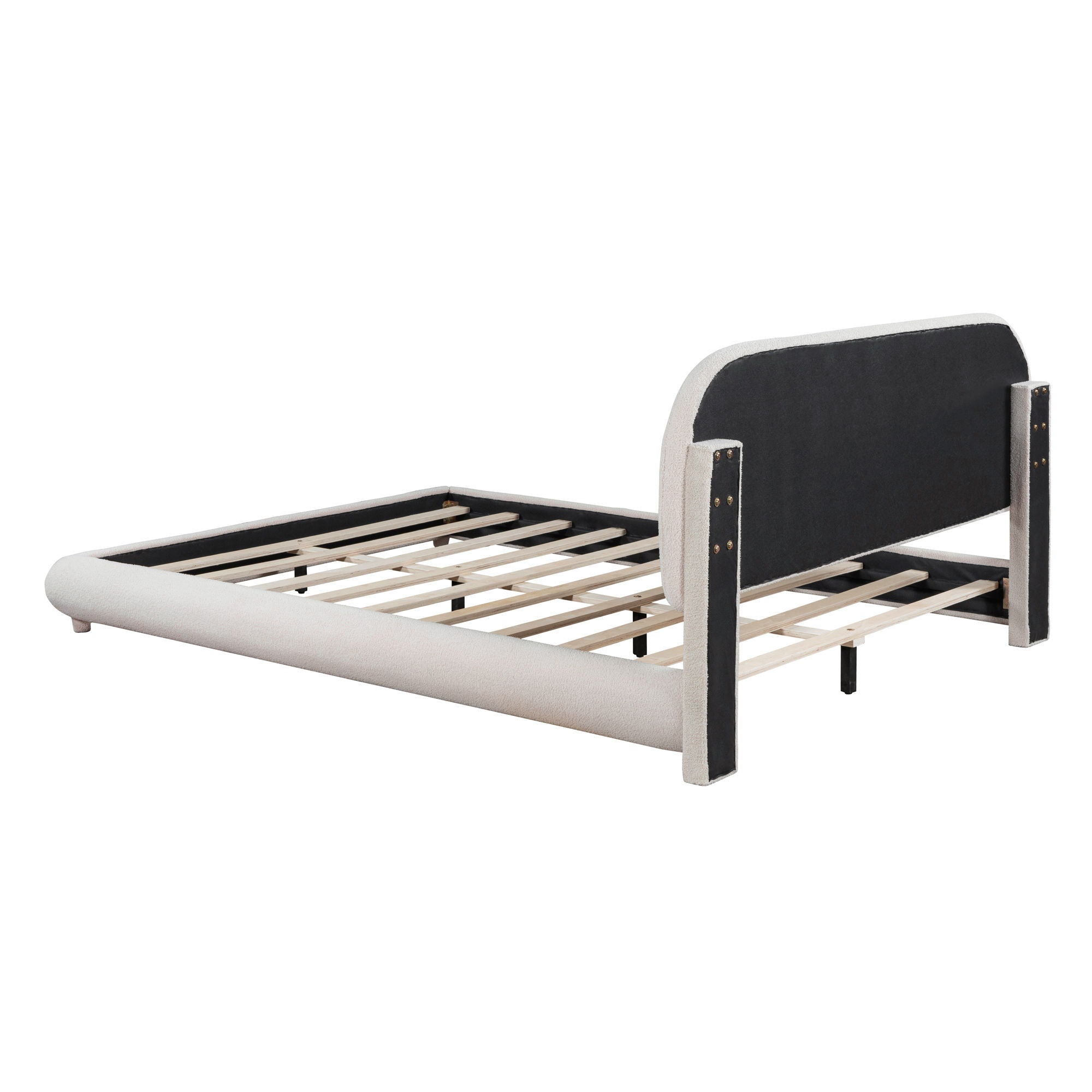 Upholstered Platform Bed With Thick Solid Frame And Stylish Curve-Shaped Design by HouseOfZazla