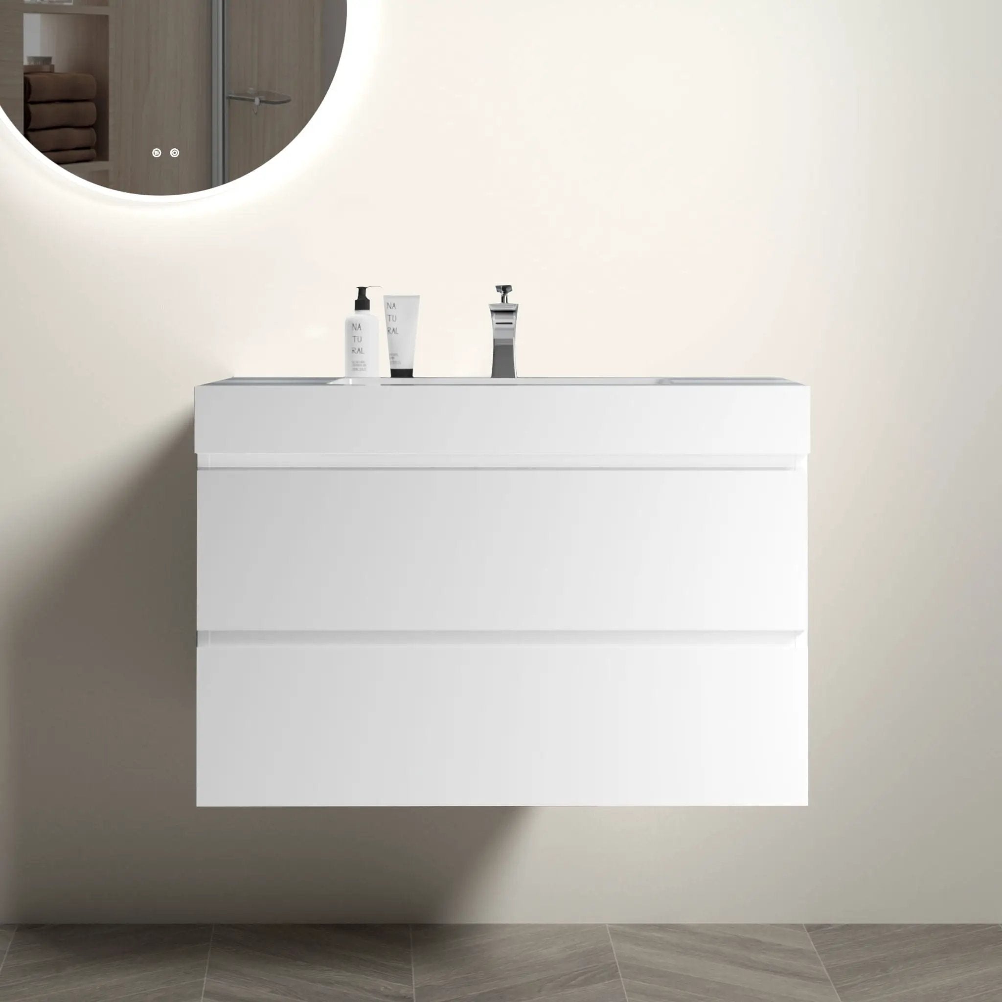 Alice - Bathroom Vanity With Large Storage, Sink Wall Mounted Floating Bathroom Vanity For Modern Bathroom, One-Piece Sink Basin Without Drain And Faucet by Unique Piece Furniture