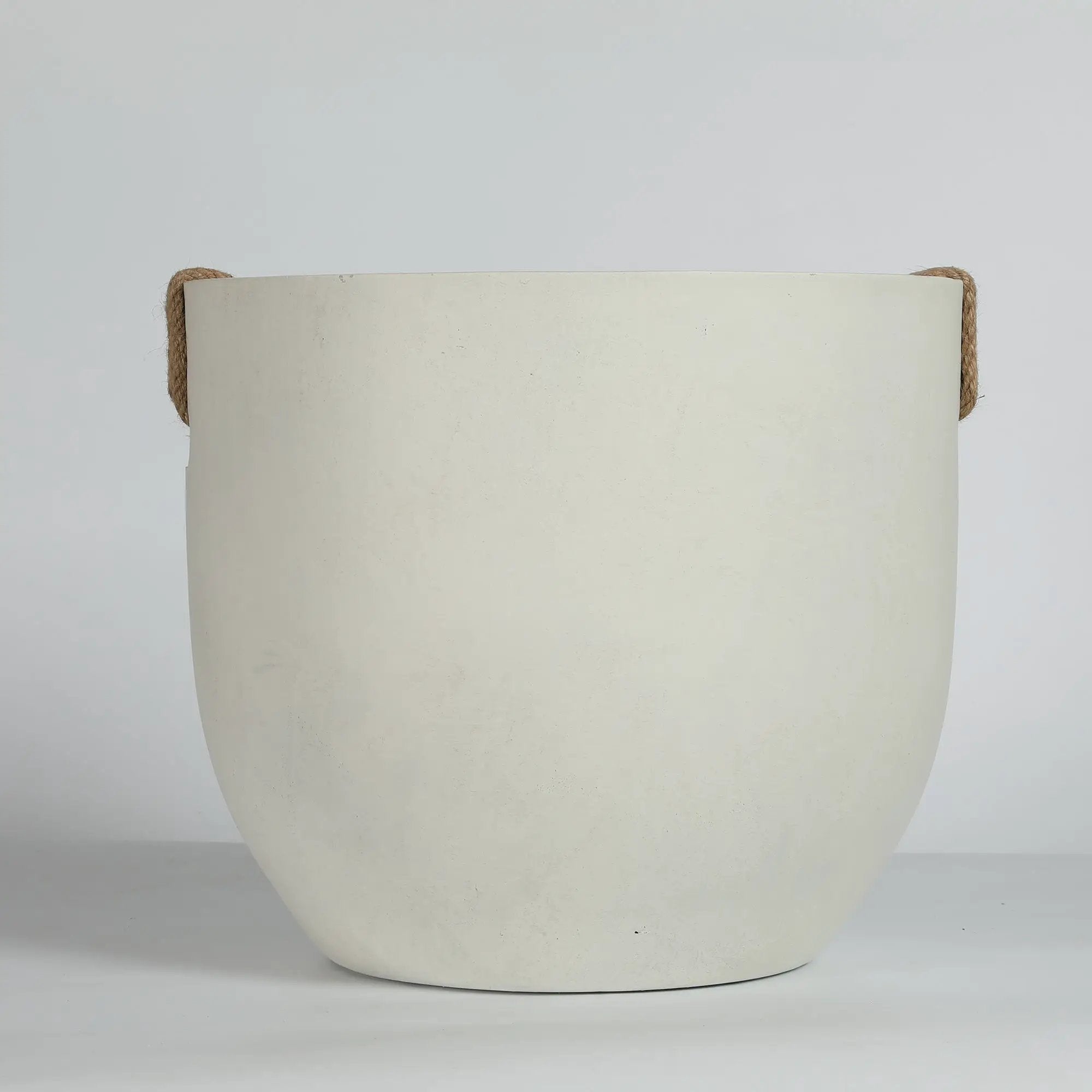 Round Concrete Planter Set of 2, Large Handmade Off White Pots by HouseOfZazla