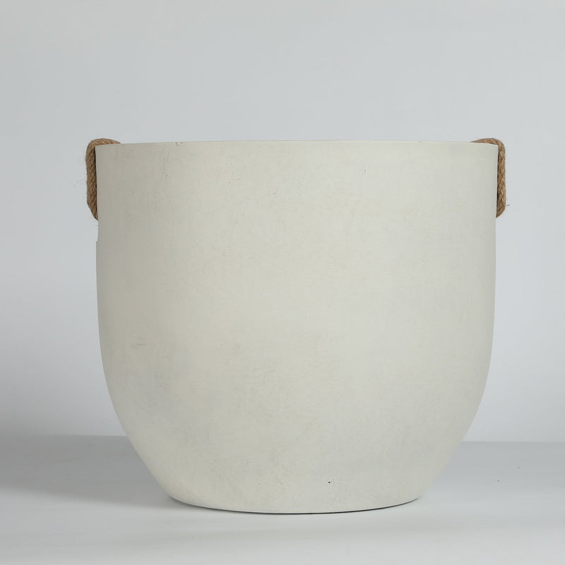Round Concrete Planter Set of 2, Large Handmade Off White Pots by HouseOfZazla