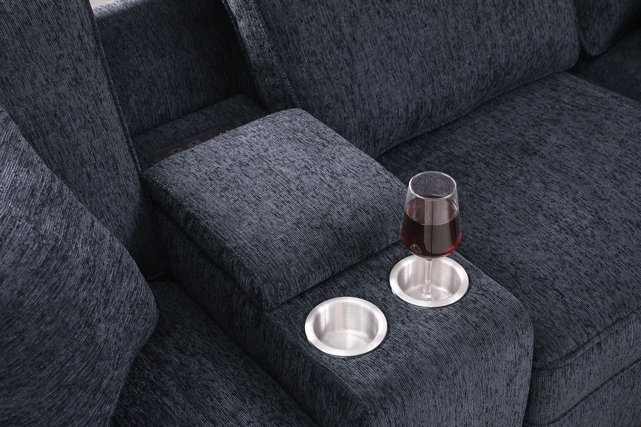 Lily - Sectional Sofa With Ottoman - Black by HouseOfZazla