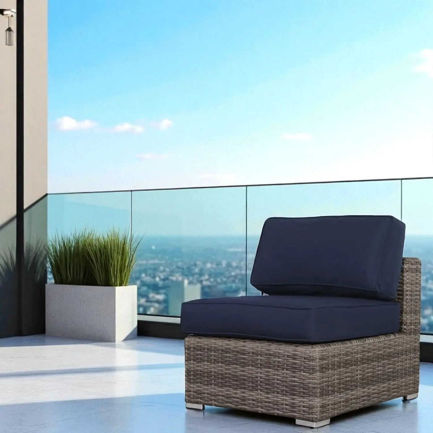 Wide Armless Outdoor Chairs With Cushions (Set of 2) by HouseOfZazla