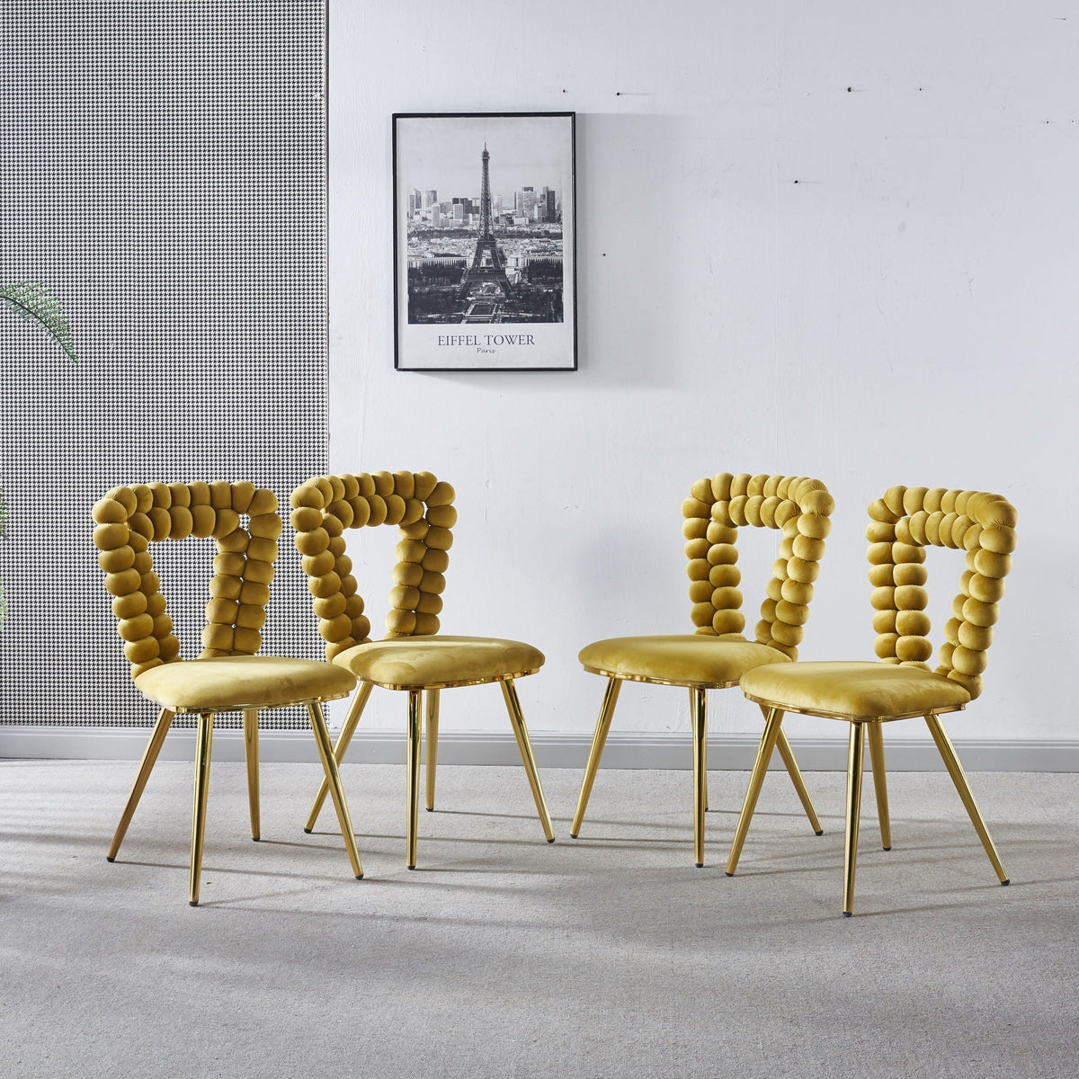 Modern Chair Set with Iron Tube Legs and Soft Cushions - Multiple Colors, photo 17 of 24