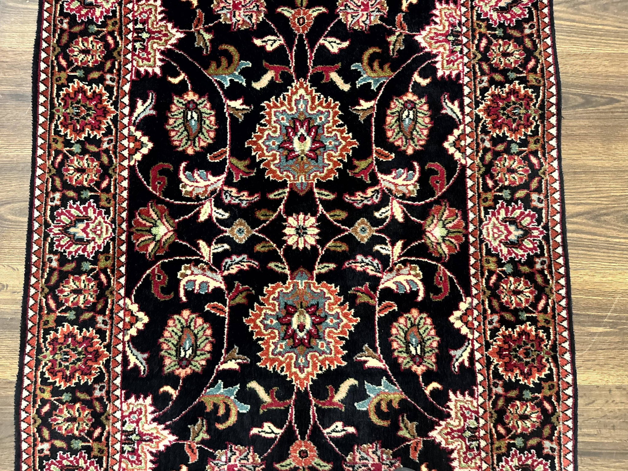 Indo Persian Sarouk Rug 3x5, Black Traditional Oriental Carpet by Jewel Rugs