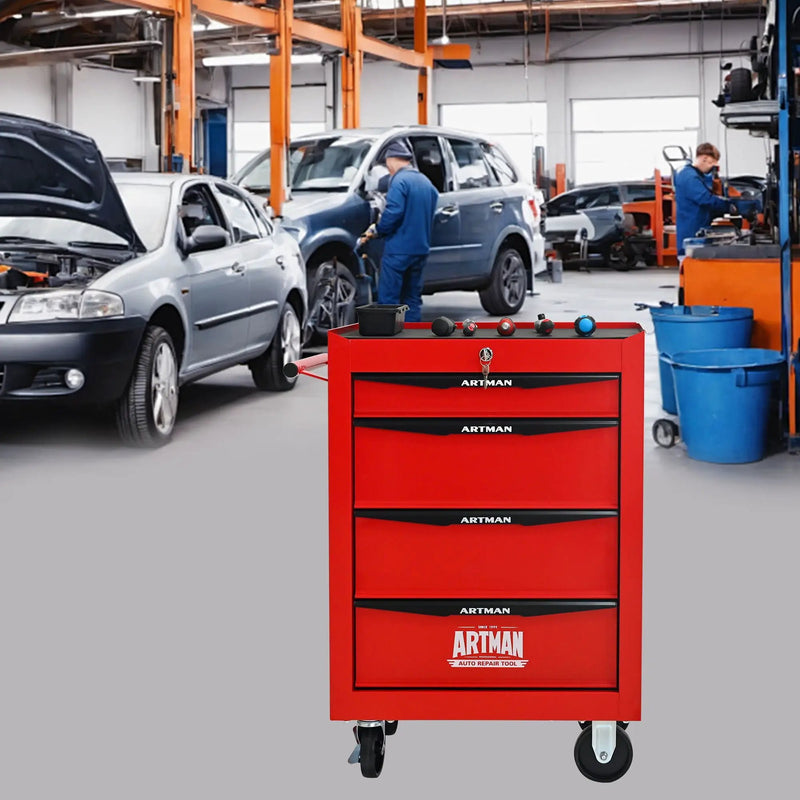 Rolling Metal Tool Chest With Drawers, Steel Storage Cabinet With Ball Bearing Slides by HouseOfZazla