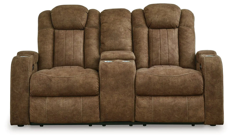 Wolfridge - Power Reclining Loveseat With Console /Adj Hdrst - Brindle by Unique Piece Furniture