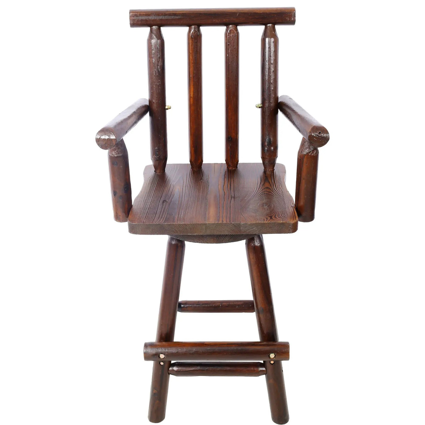 Rustic Bar Stool, Fir Wood Construction, Wide Armrest by Unique Piece Furniture