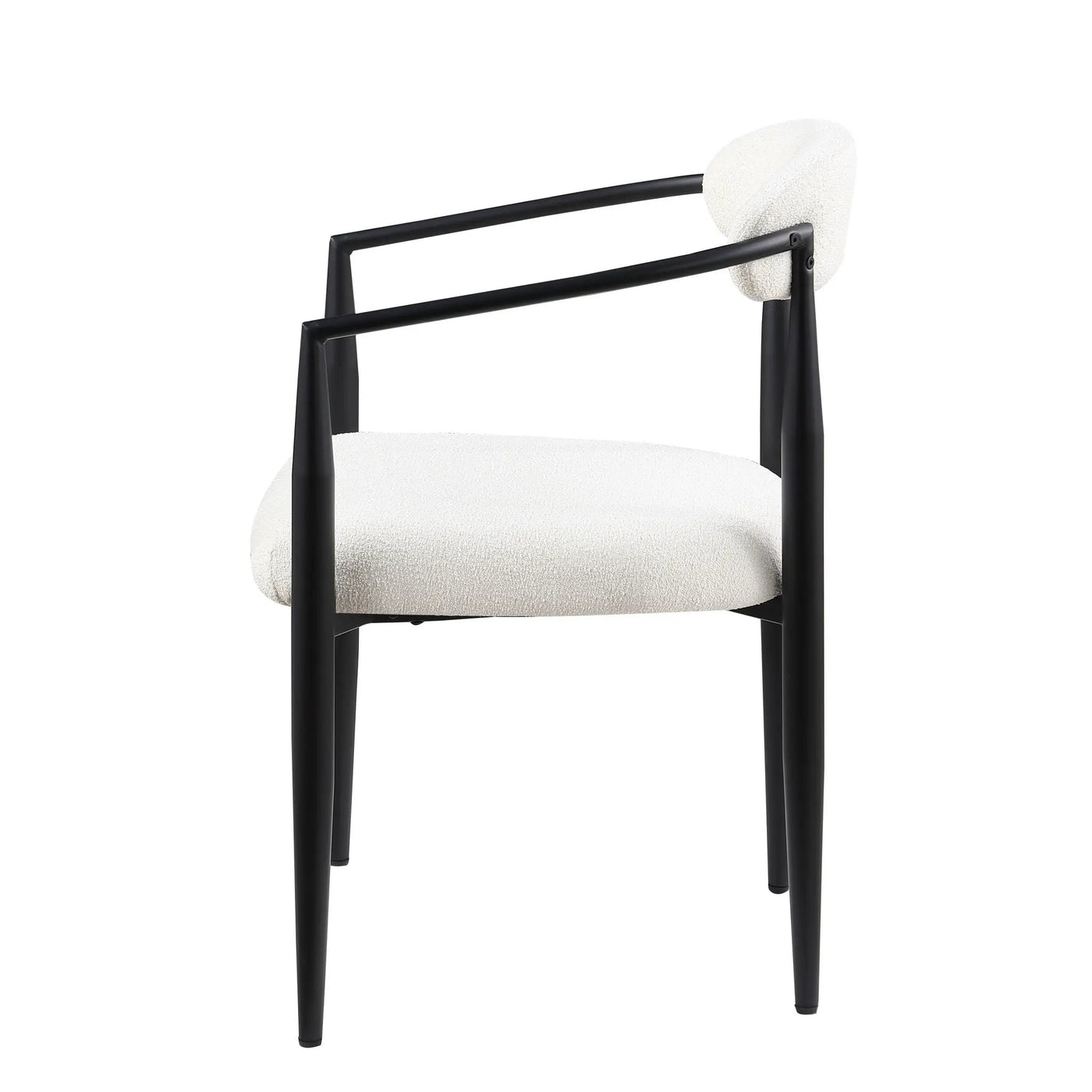 Dining Chairs (Set of 2), Mid-Century Modern Dining Chairs, Kitchen Dining Room Chairs, Round Boucle Backrest Sherpa Dining Chair With Metal Legs by Unique Piece Furniture