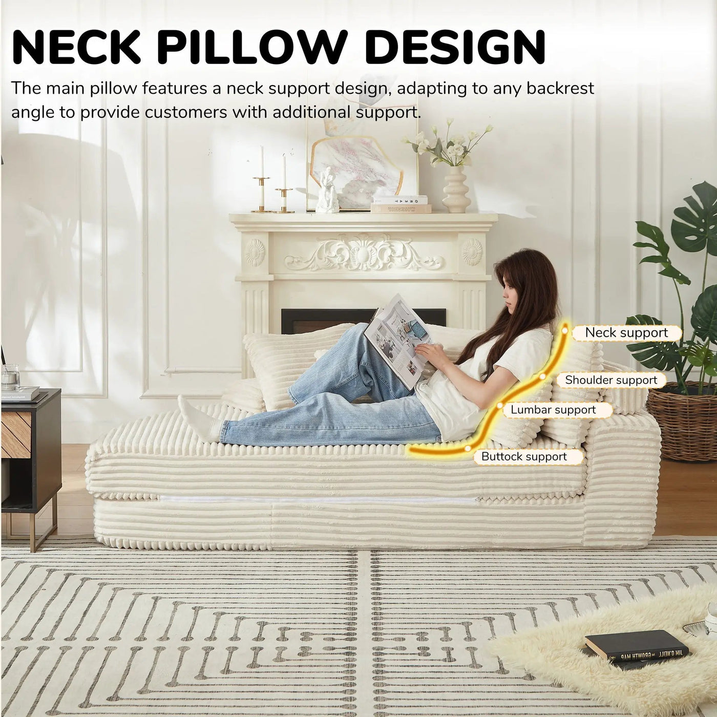 Semi Circular 2 In 1 Sofa Bed With Neck Pillow And Throw Pillows by HouseOfZazla