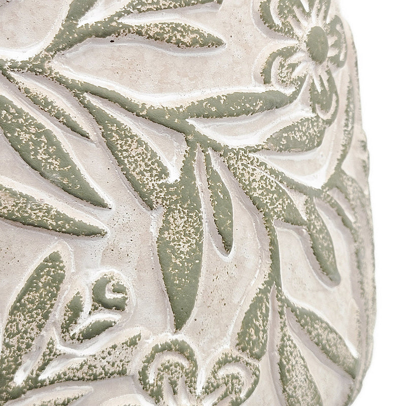 Set of 2 Garden Pots & Planters with Etched Floral Motif - Green & Gray, photo 8 of 10