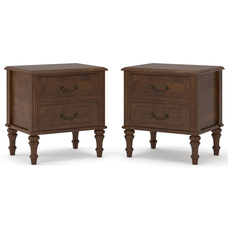 Farmhouse Nightstand with 2 Drawer, Solid Wood Bedside Table - Walnut, photo 2 of 10