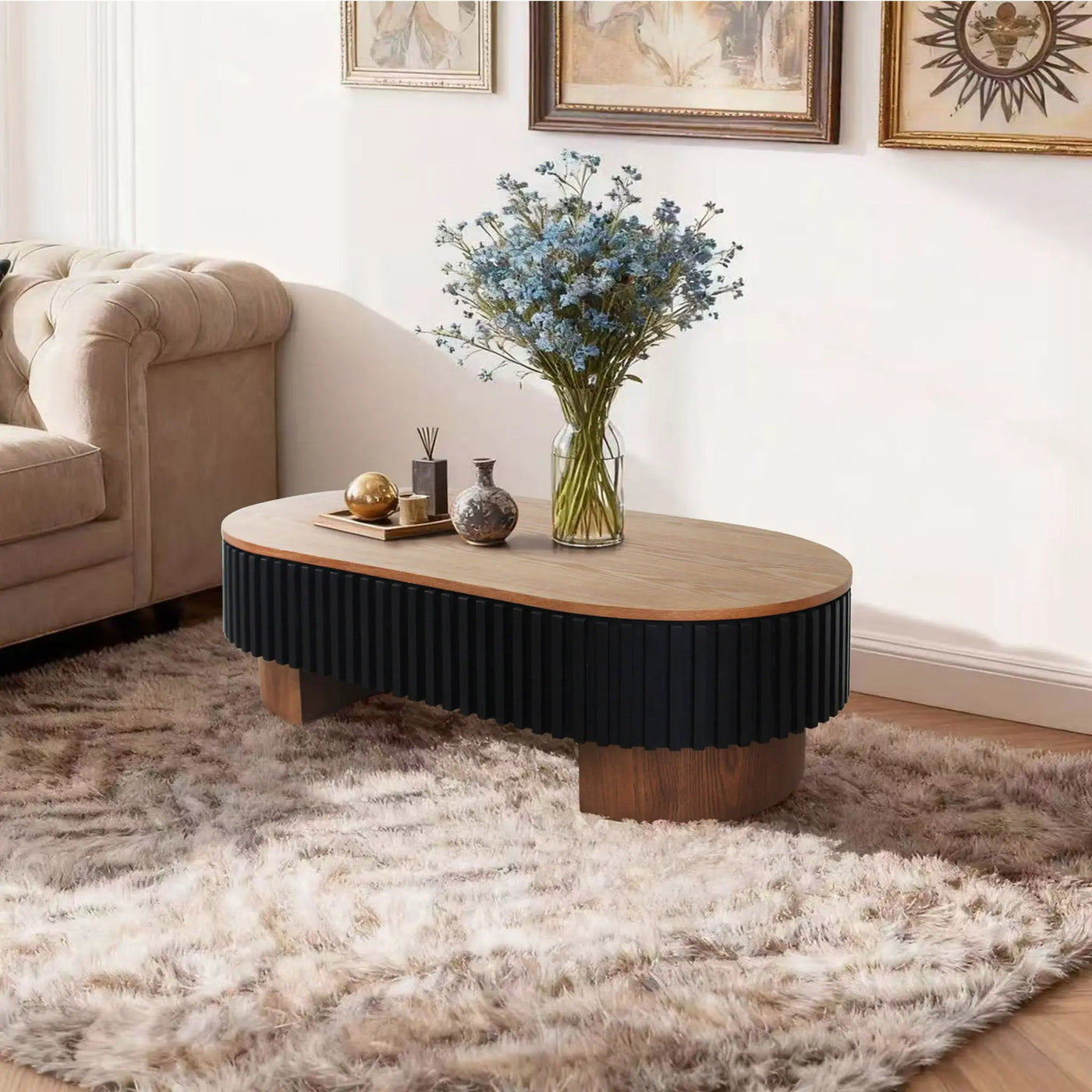 Elliptical Living Room Coffee Table With Hidden Storage And Removable Tabletop by HouseOfZazla