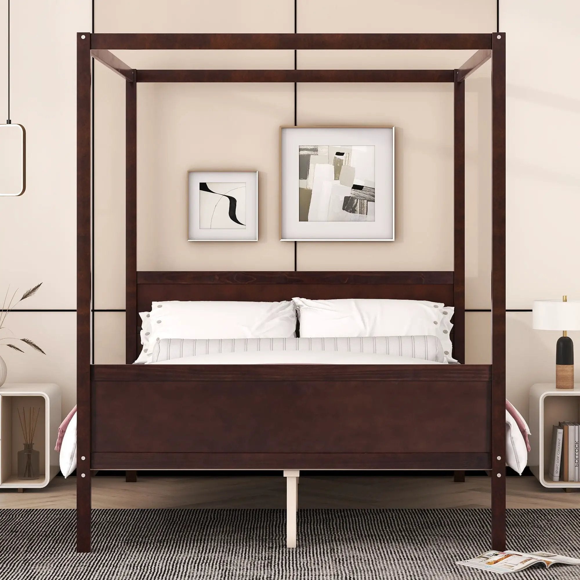 Canopy Platform Bed With Headboard And Footboard, Slat Support Leg by Unique Piece Furniture