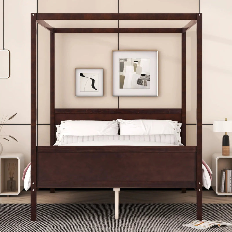 Canopy Platform Bed With Headboard And Footboard, Slat Support Leg by HouseOfZazla