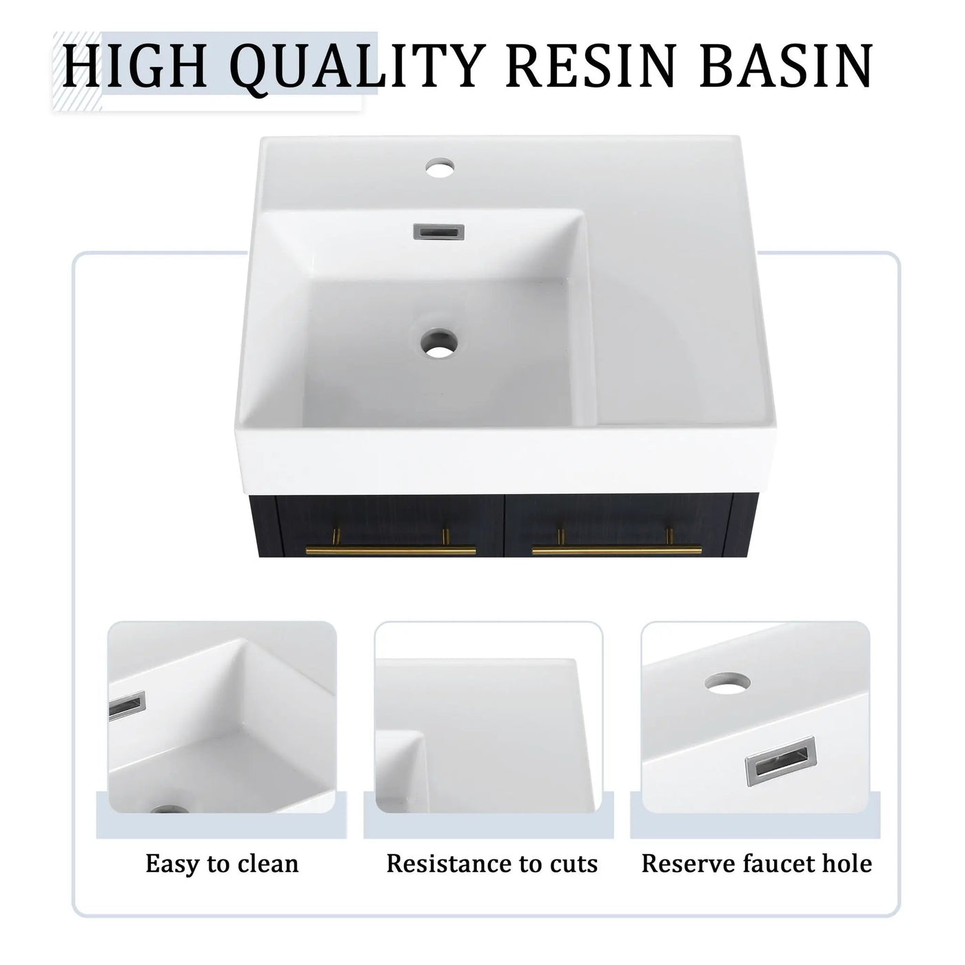 Modern Wall Mounted Bathroom Vanity with Resin Sink and Storage Rack by HouseOfZazla
