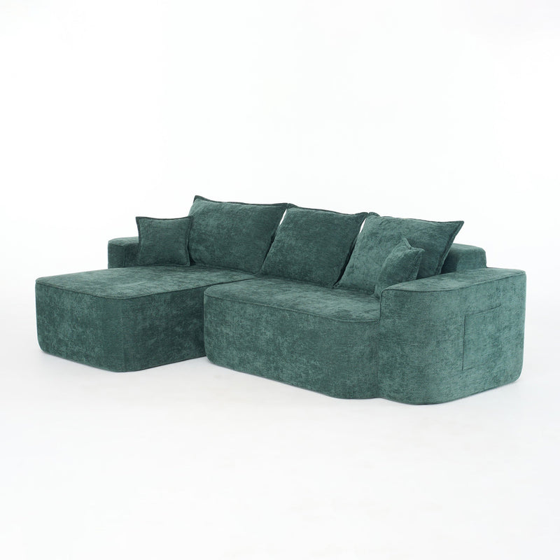 Modern Green Chenille L Shaped Sectional Sofa with Chaise by BLAKHOM