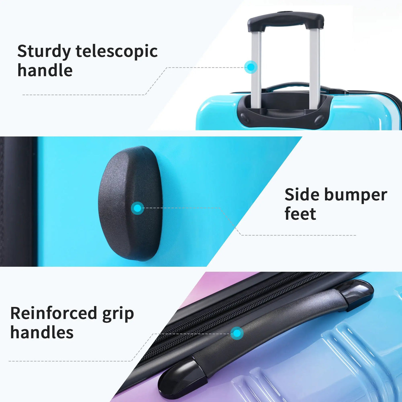 Hardshell Luggage Sets 3 Piece Gradient Color Expandable Suitcase With Spinner Wheels And Tsa Lock Lightweight 20" 24" 28" Available by HouseOfZazla