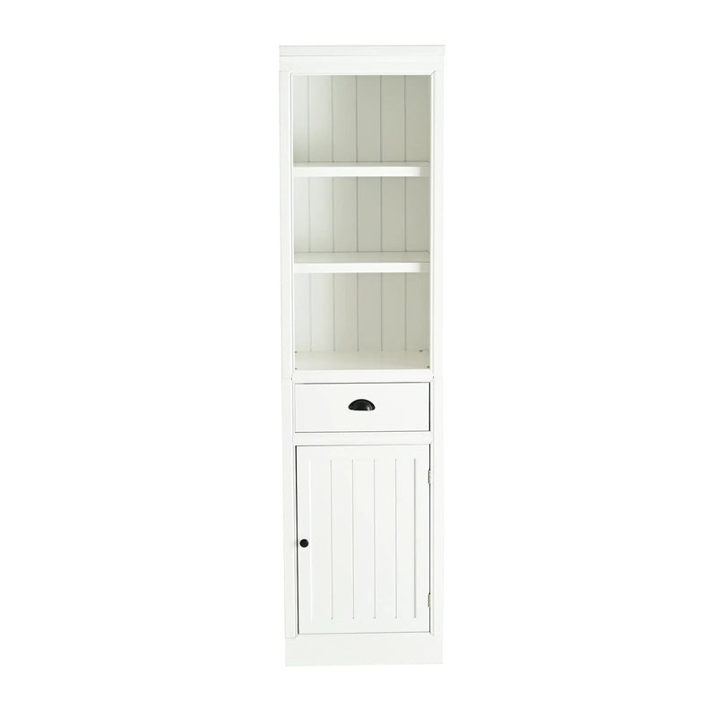 Retro Style 75'' Tall Display Shelf With Cabinet For Hallways Living Room Kitchen - White by HouseOfZazla
